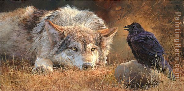 Wolf Crow painting - Unknown Artist Wolf Crow art painting